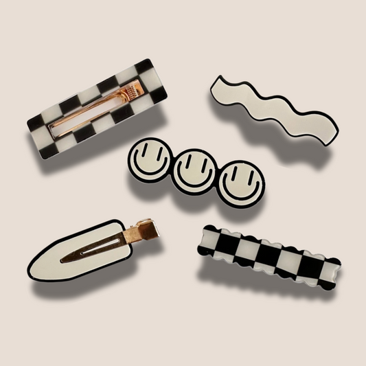 5 Piece Checkered Hair Clips